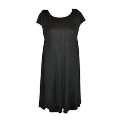 Issey Miyake Signature Black Pleated Flared Dress