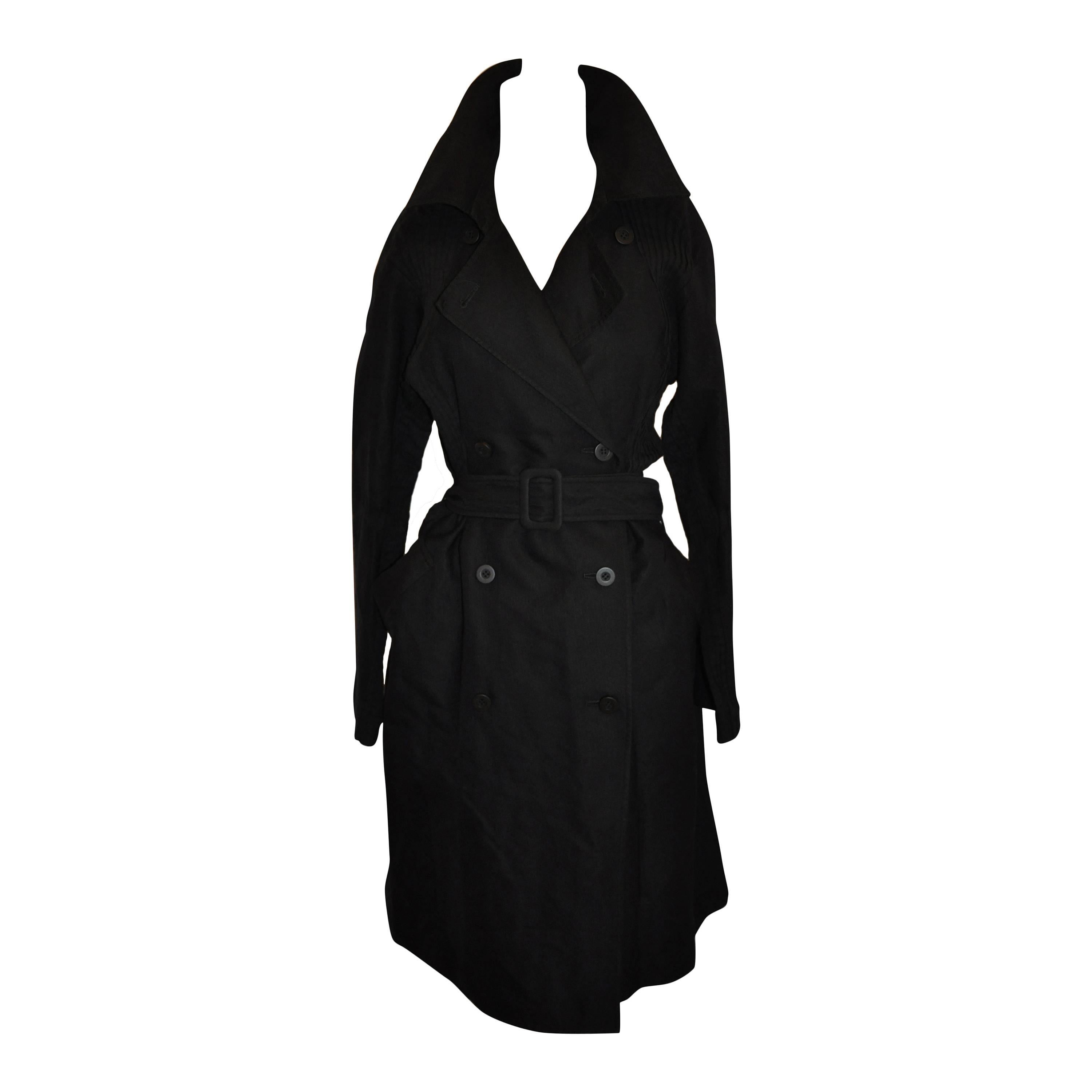 Issey Miyake Dramatic Black Trench-Style Coat with Belt