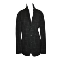 Issey Men's Wool Black Plaid Deconstructed  Jacket