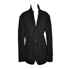 Issey Men's Wool Black Plaid Deconstructed Jacket 7