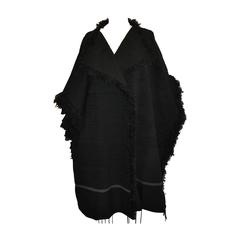 Issey Miyake's Heart Haat Black Shawl/Cape Accented with Fringe