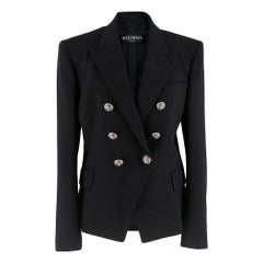 Used Balmain Black Textured Double Breasted Jacket SIZE L