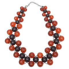 Two Colored Resin Ball Necklace on Wire / SATURDAY SALE 12