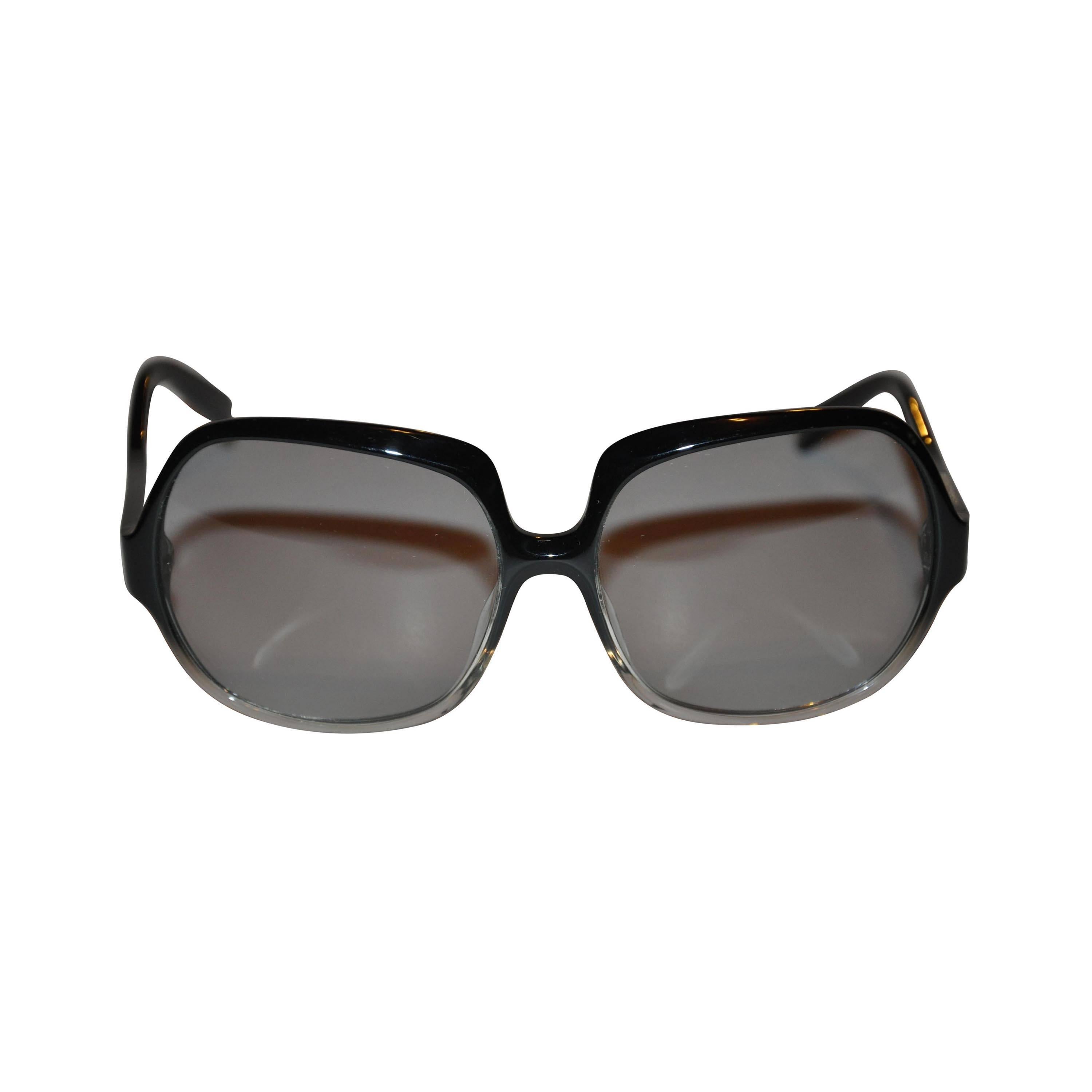 Fabien Baron Black with Clear Lucite Swirl Arms Sunglasses