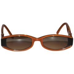 Robert Marc Hand-Made Detailed Brown Lucite Sunglasses