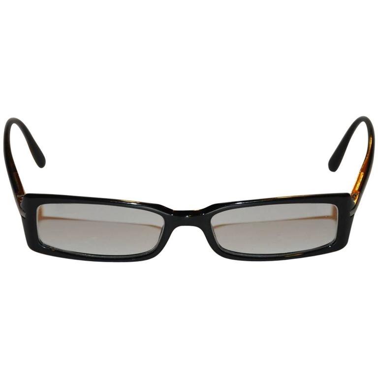 Prada Black Lucite with Interior Silver Hardware Accent Glasses For Sale at  1stDibs