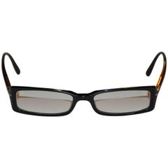 Retro Prada Black Lucite with Interior Silver Hardware Accent Glasses