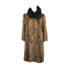 1940s Vintage Cat Print Fur Coat 10