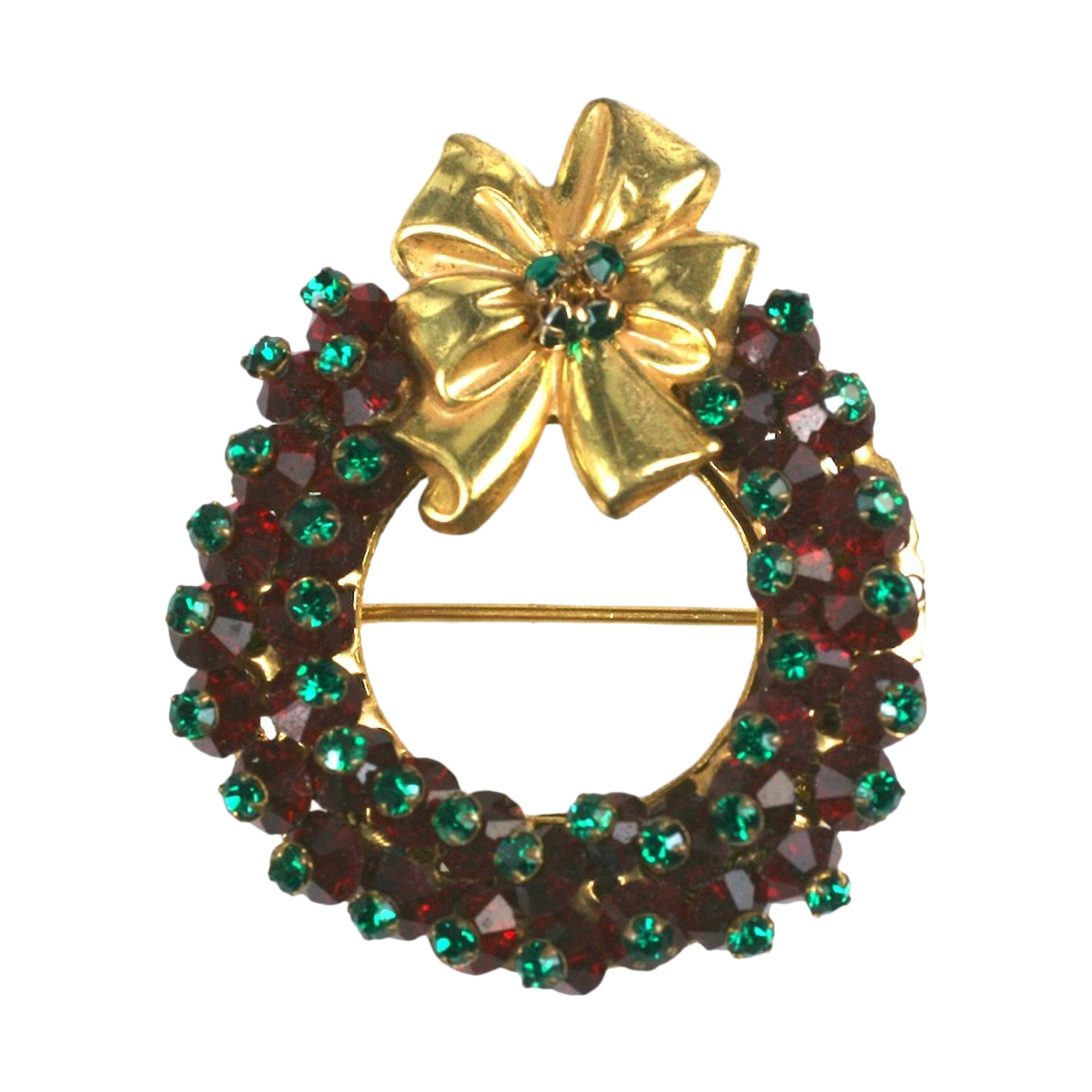 Miriam Haskell Holiday Wreath Brooch