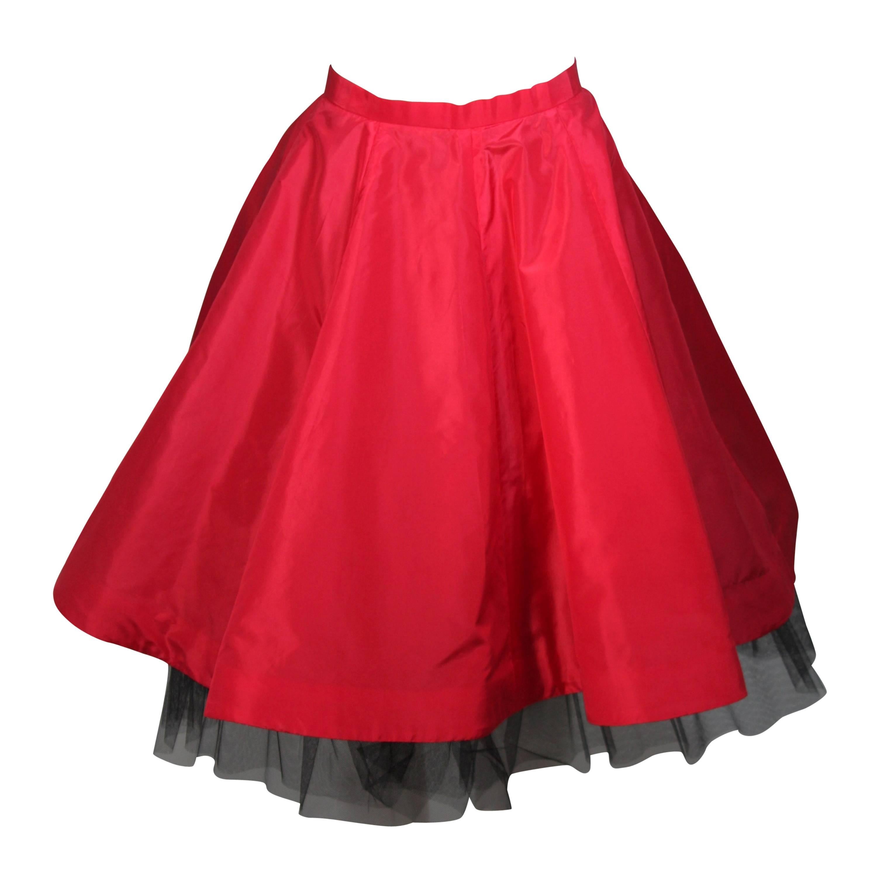 Oscar De La Renta Red Skirt with Crinoline Size 4