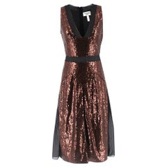 Erdem Bronze Sheer Panelled Sequin A-Line Dress SIZE S