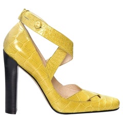 New Tom Ford for Gucci Yellow Crocodile Ballerina Heels Pumps Sz 39