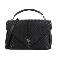 Saint Laurent Classic Monogram College Bag Matelasse Chevron Leather Large