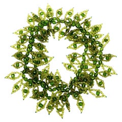 Vintage Coppola e Toppo Chartreuse Kelly Green Beaded Wrap Necklace Italian