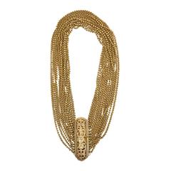 Gold Wash over Sterling Silver Link Beaded Strand Necklace with Egyptian Clasp 4