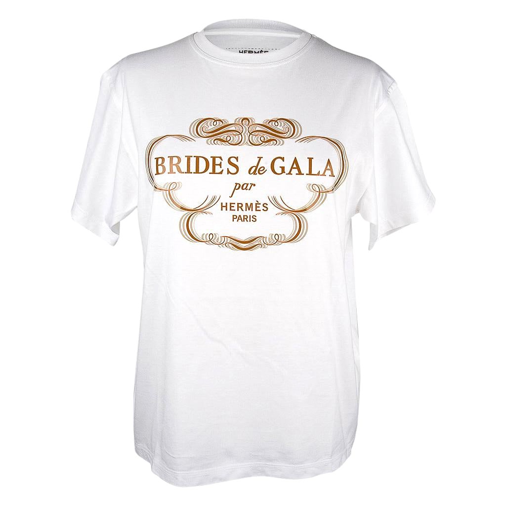 Hermes Tee Shirt White Brides de Gala Top 38 / 6  For Sale