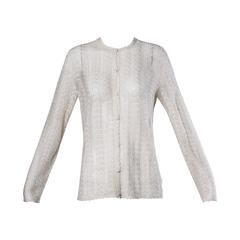 Unworn 100% Silk Hand-Crochet Vintage Cardigan Sweater