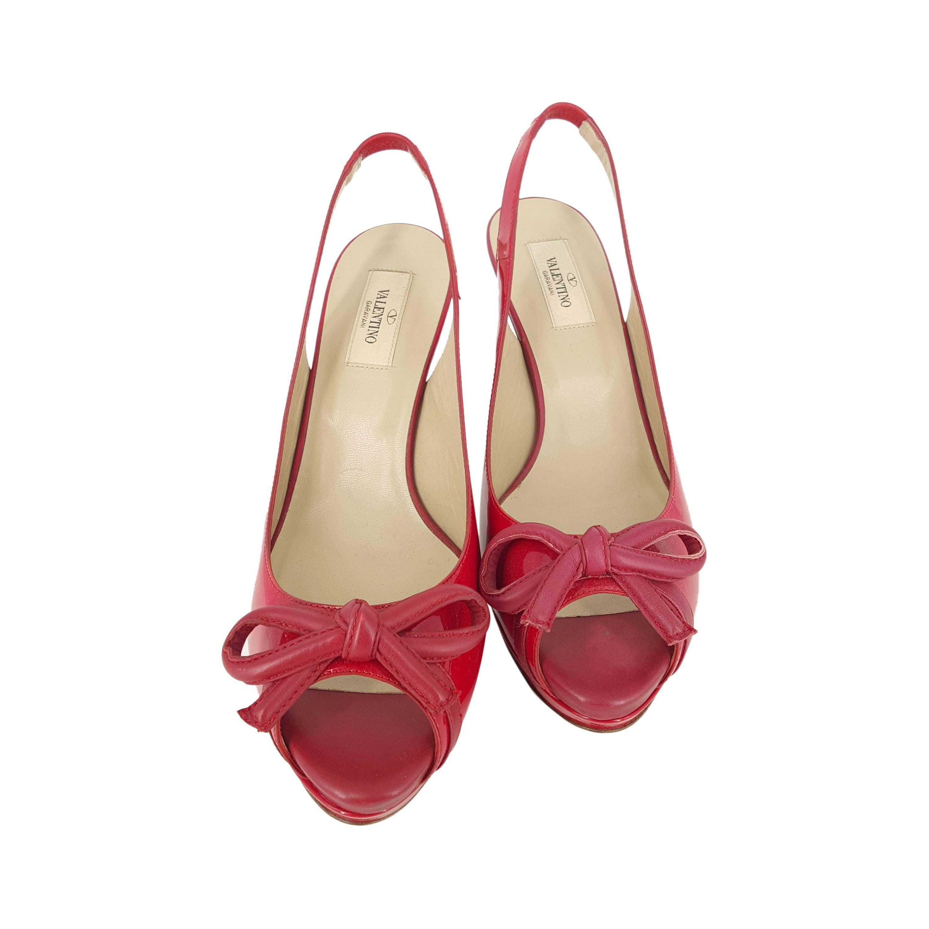 Valentino Red Bow Toe Sling Back High Heels Size 39 1/2 (New)