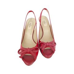 Valentino Red Bow Toe Sling Back High Heels Size 39 1/2 (New)