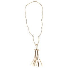 Gold Wash Over Sterling Silver Sculptural Modernist Signed Necklace 2