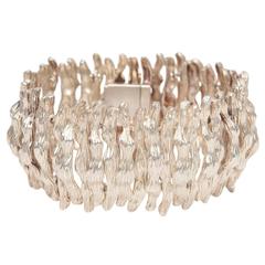 Sculptural Sterling Silver Hallmarked, Textural Cuff Bracelet 9