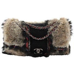 Chanel Fantasy Flap Bag Fur And Tweed Medium 