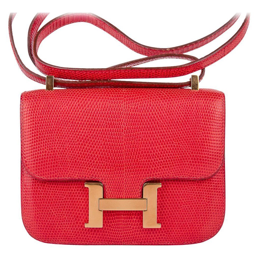 Hermes Limited Edition Micro Constance Bag Rouge Lizard Gold Hardware