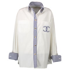 Chanel White Cotton Nautical-Inspired Button-Down Shirt