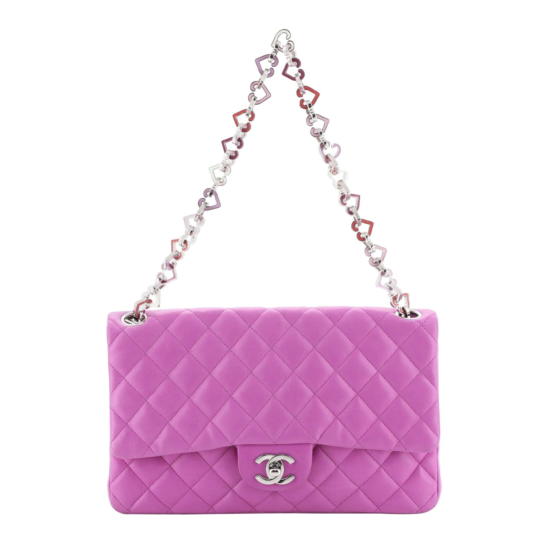 Chanel Vintage Valentine Hearts Flap Bag Quilted Lambskin Medium