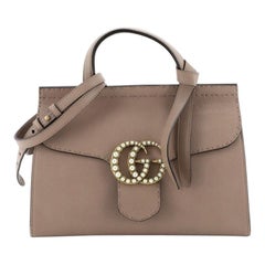 Pearly GG Marmont Top Handle Bag Leather Small
