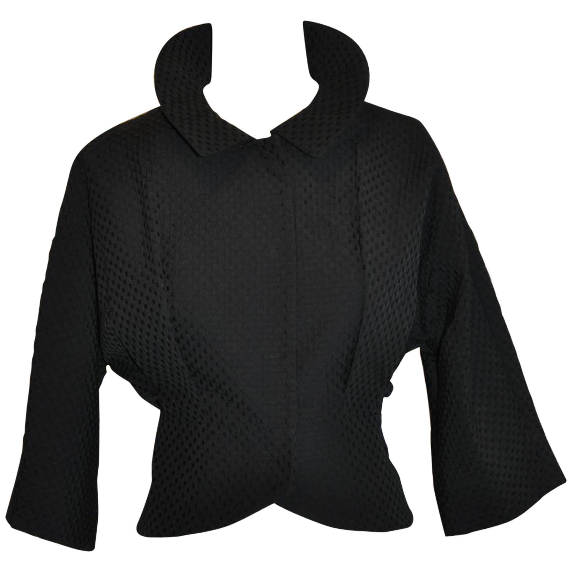 Moschino Black Cotton Domain Sleeve with Peplum Jacket For Sale