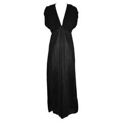 Black Empire-Style Stretch Lounge Maxi Dress