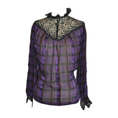 Multi Violet with Metallic Silk & Chiffon with Lace & Ruffle Top