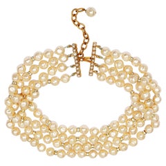 1980s Chanel Baroque Pearl Multi Strand Necklace