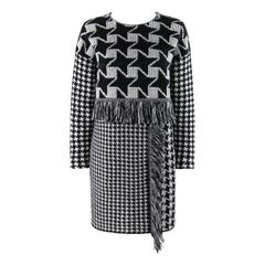 STELLA McCARTNEY 2014 Runway Black White Houndstooth Mini Shift Sweater Dress