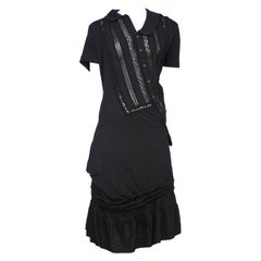 Junya Watanabe Black Twist Dress With Lace Insets 2007