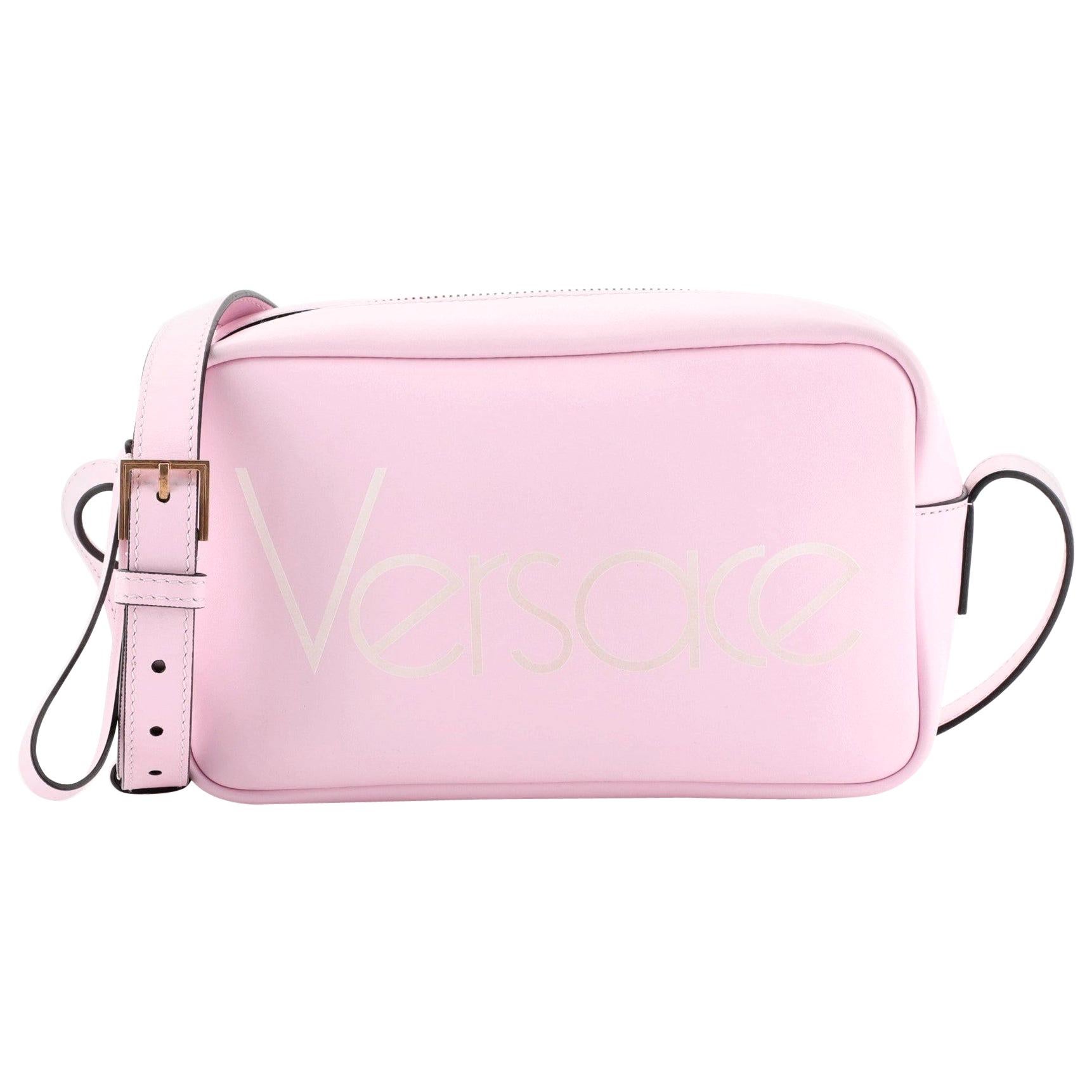 Versace Logo Camera Bag Printed Leather Medium