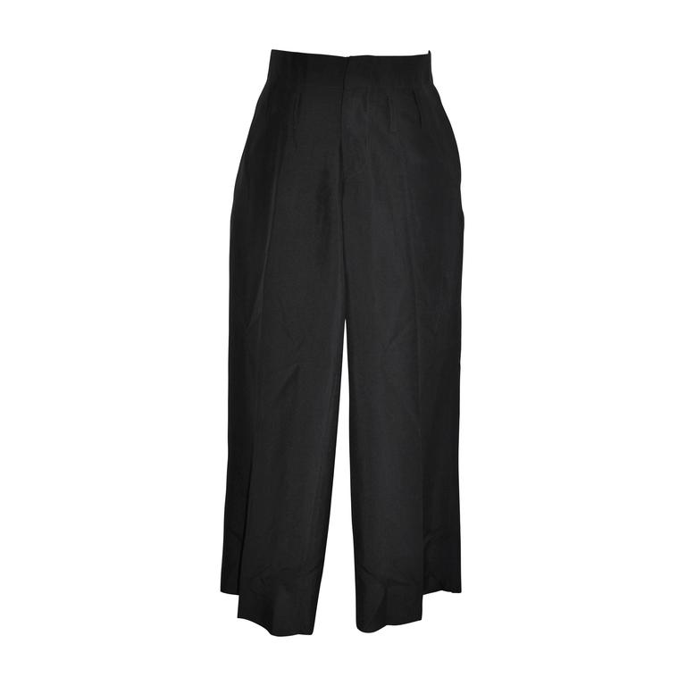 Romeo Gigli Niedrige schwarze Seidenhose mit tiefer Taille