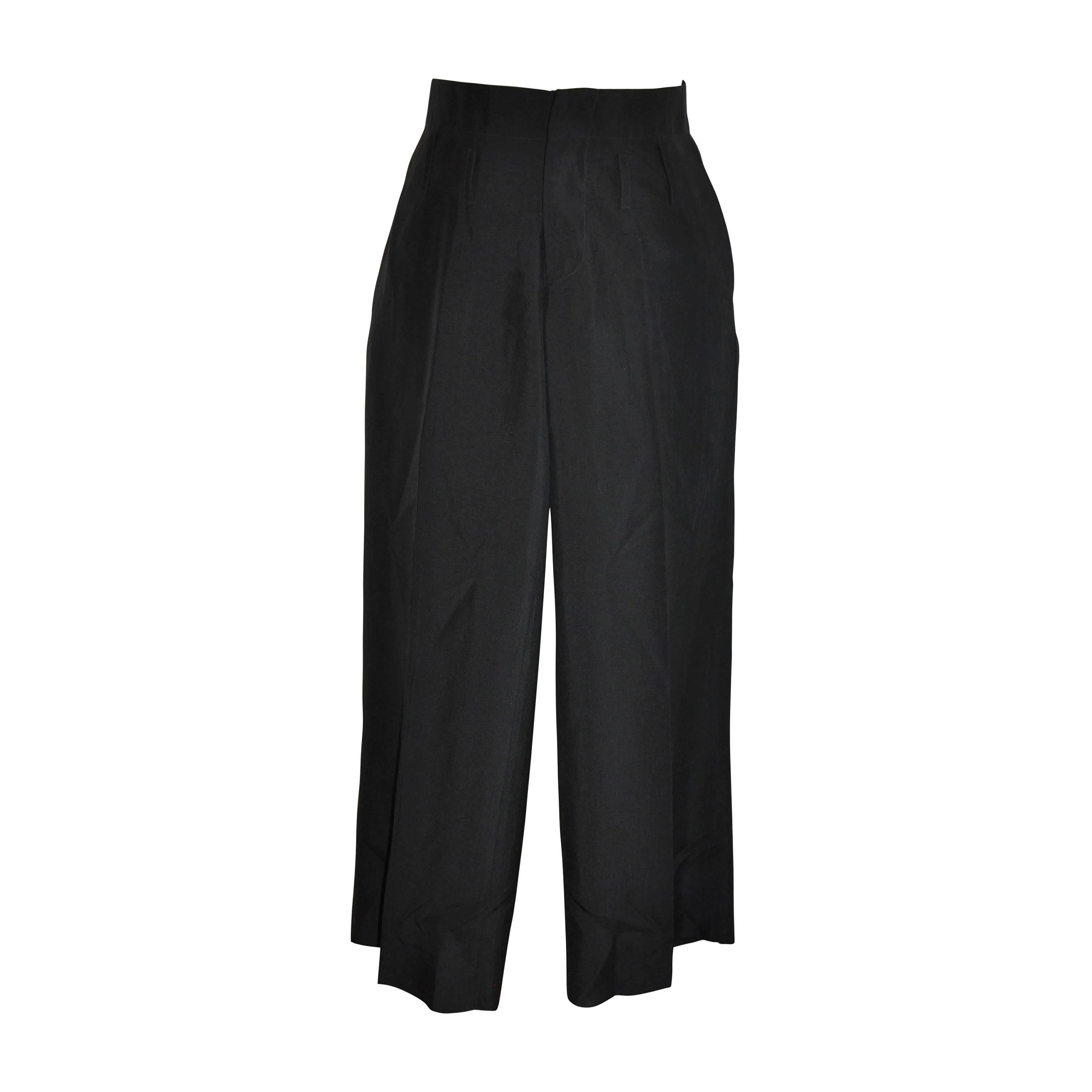 Romeo Gigli Low-Waisted Black Silk Trousers For Sale