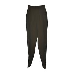 Romeo Gigli Olive Wool Gabardine Trousers