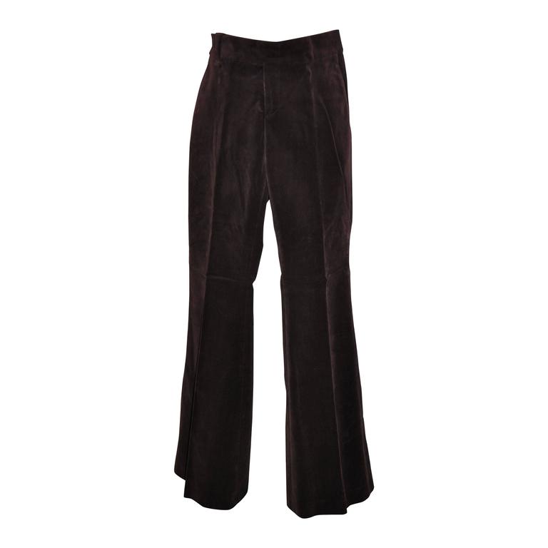Pantalon en velours brossé prune foncé Gucci