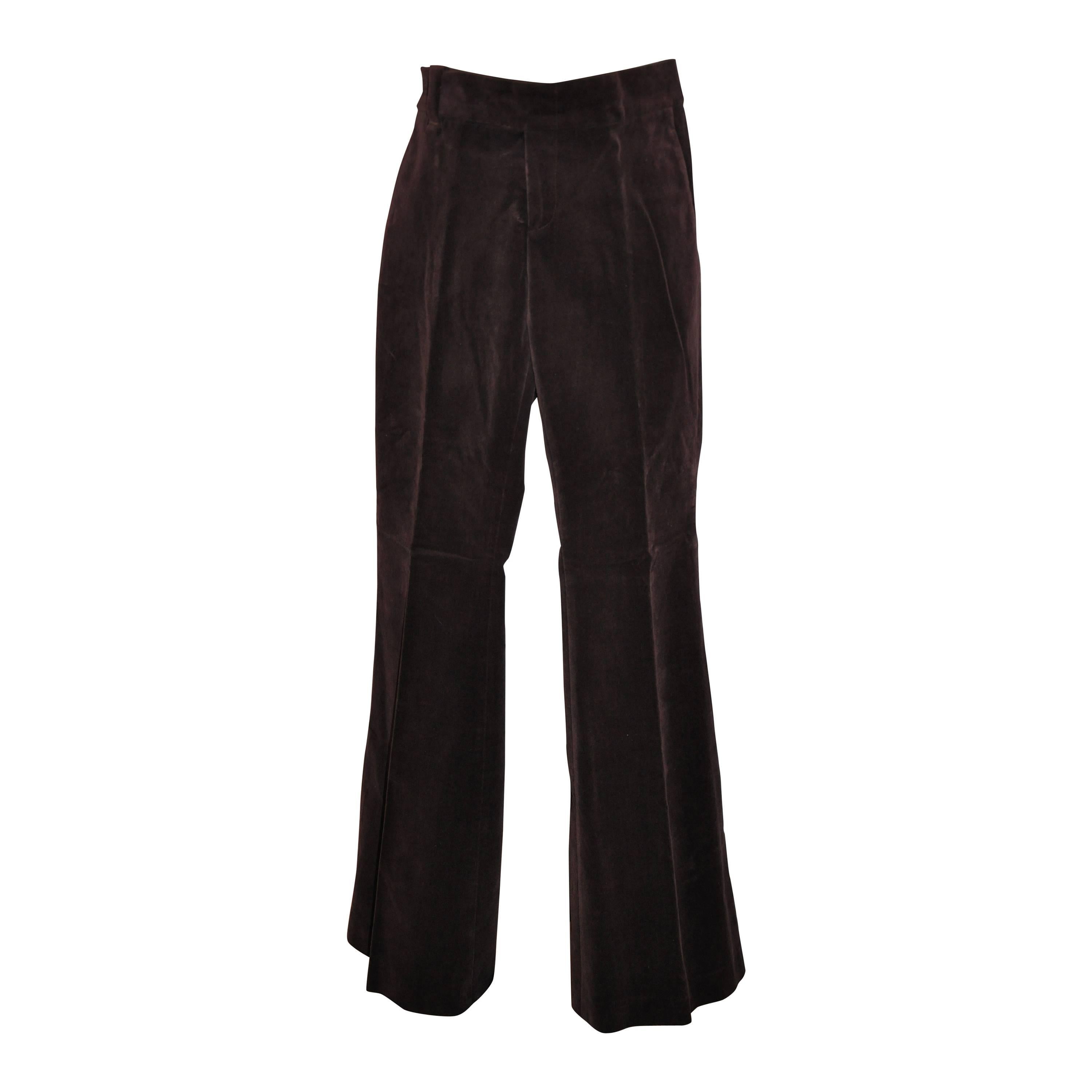 Gucci Deep Plum Brush Velour Trousers For Sale