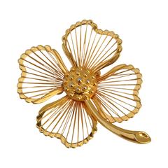 Gilded Gold Vermeil Floral Brooch