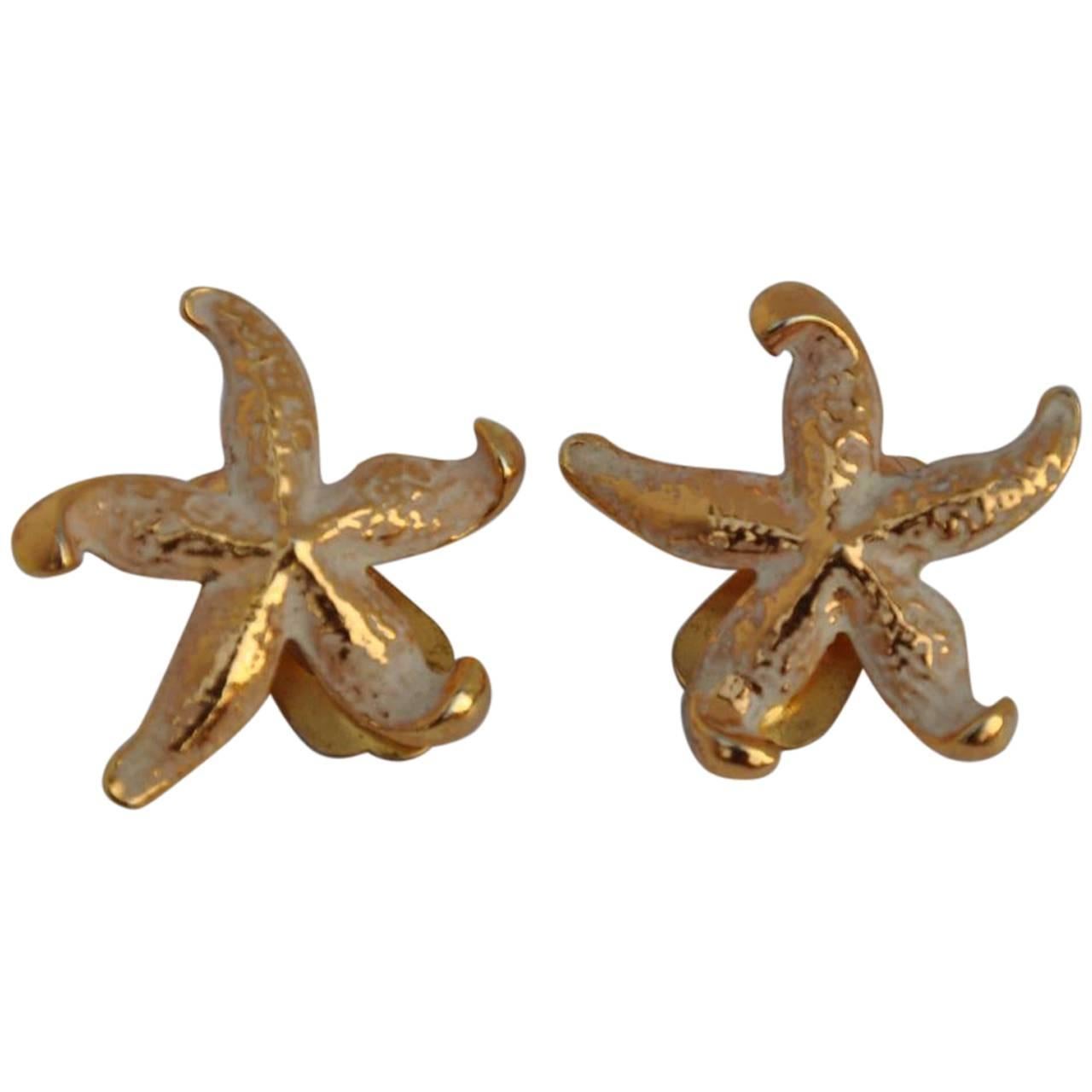 Gilded Gold Vermeil with Enamel "Starfish" Earrings