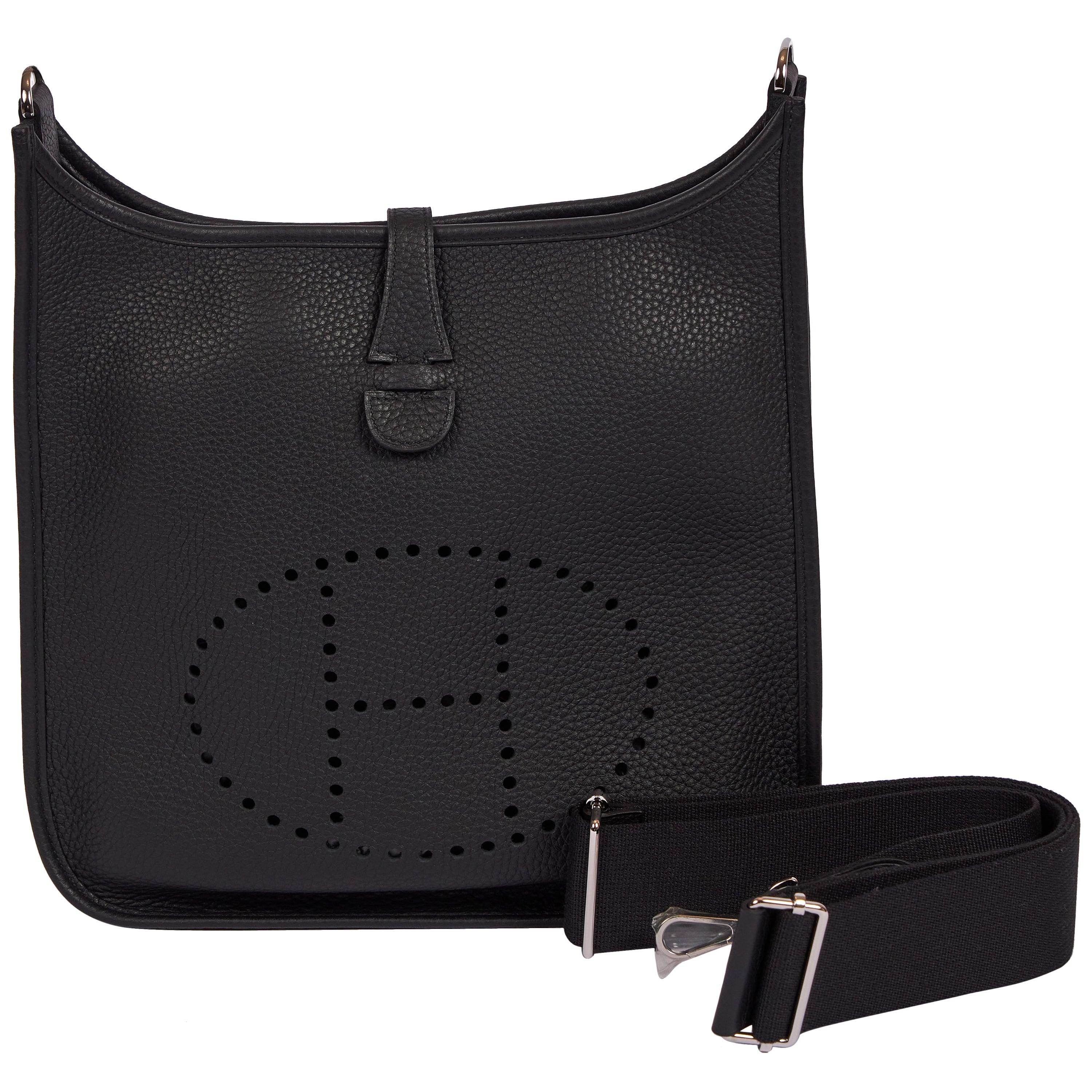 Hermes Black Leather Gold Small Mini Evening Crossbody Shoulder Flap 