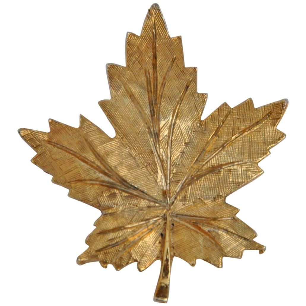 Keyes (Canada) Gilded Gold "Leaf" Brooch For Sale