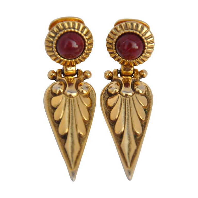 Boucles d'oreilles en goutte en or doré et vermeil