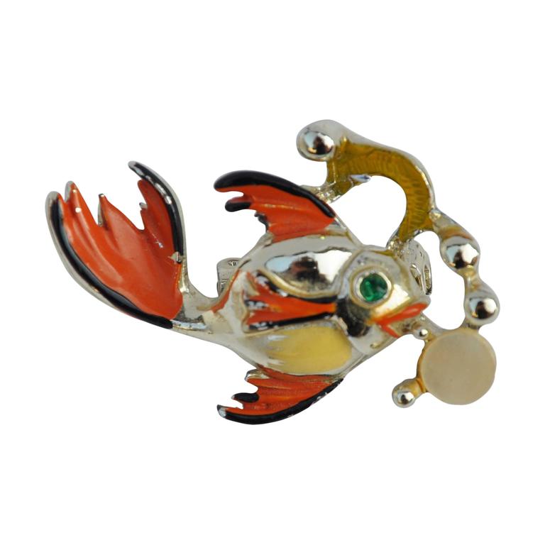 Spilla "Goldfish" in vermeil dorato e smalto