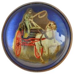 Retro Large "Carriage & Horse" Brass-Frame Brooch