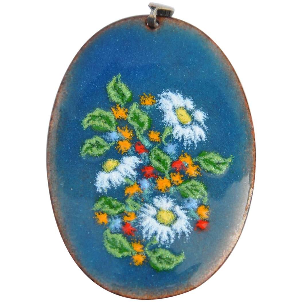 Multi-Color Floral Baked Enamel Pendant